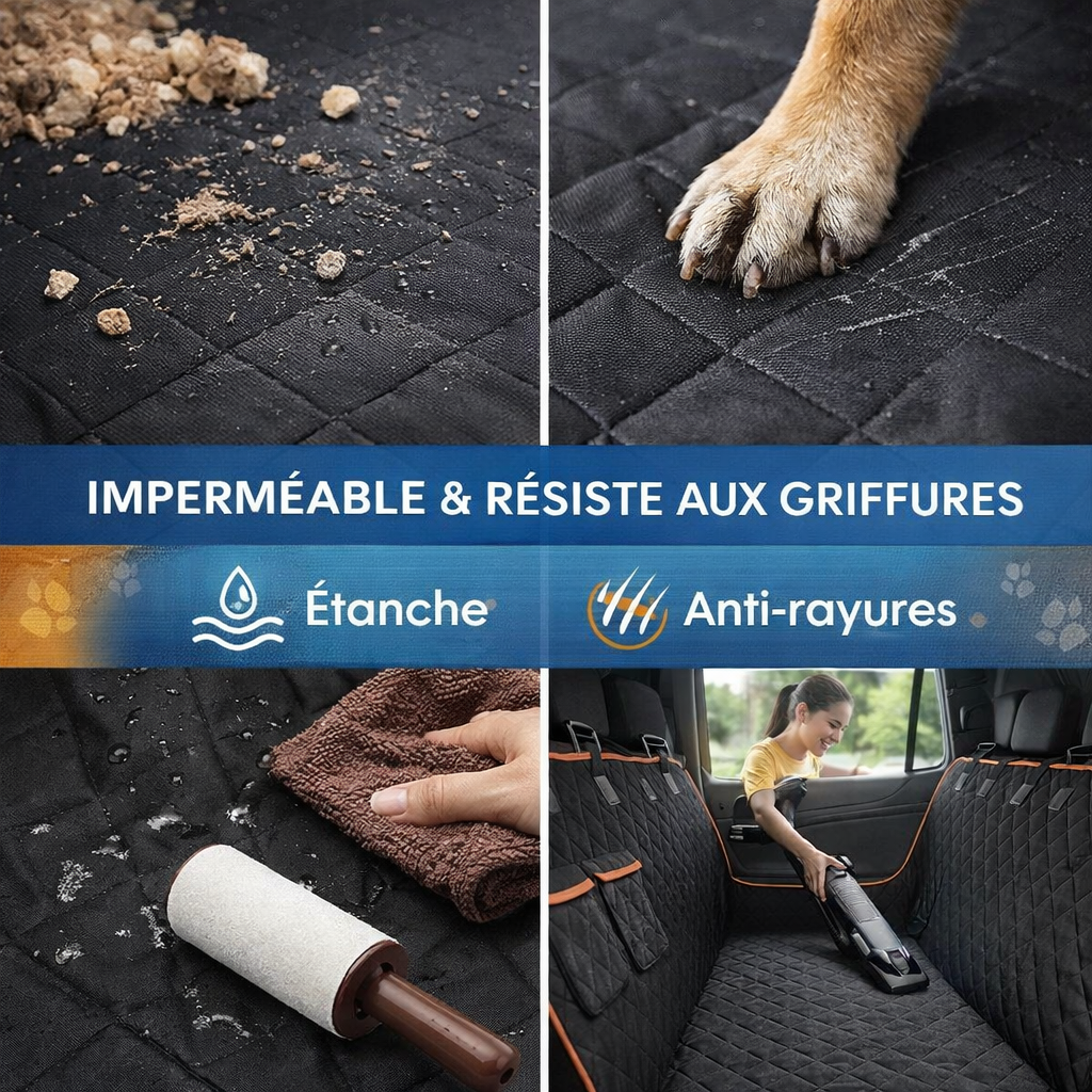 Housse de siège voiture pour chien imperméable, anti-rayures et facile à nettoyer avec aspirateur ou chiffon – MyCocoonPet
