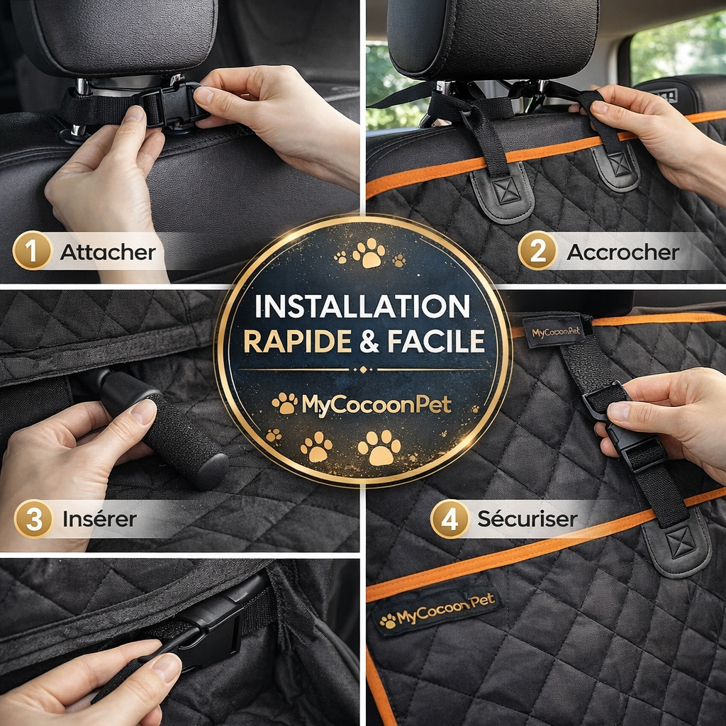 Guide d’installation en 4 étapes de la housse de siège voiture imperméable pour chien – MyCocoonPet