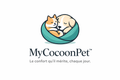 Logo MyCocoonPet représentant un chien et un chat blottis dans un cocon, symbole de confort et de bien-être pour animaux
